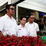 Bupati Bintan Apri Sujadi saat memantau harga sembako di pasar