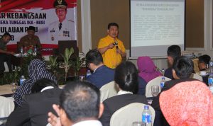 Wakil Ketua Komisi I DPRD Kepri, Taba Iskandar saat menjadi narasumber Empat Pilar Kebangsaan, di Hotel Harmoni One, Selasa (10/7)